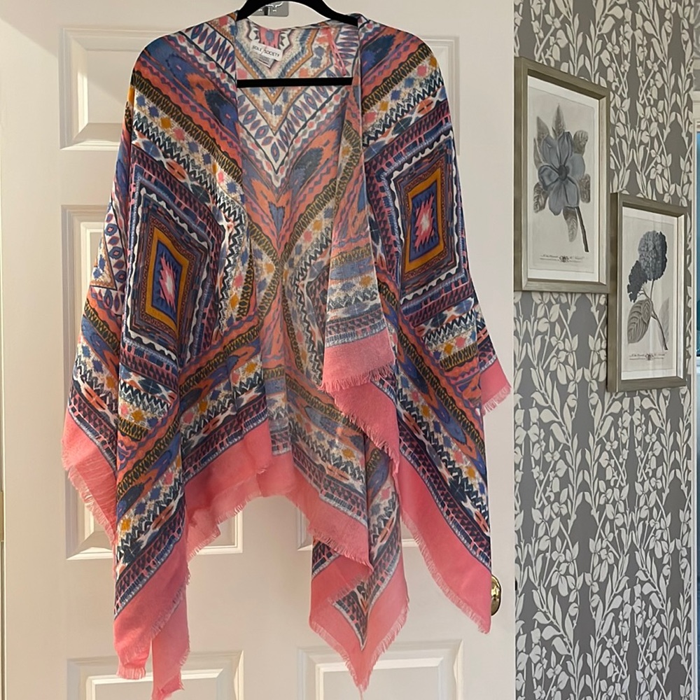 Multicolored lightweight shawl, one size fits all